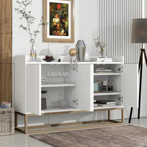 White Modern Sideboard with Gold Legs