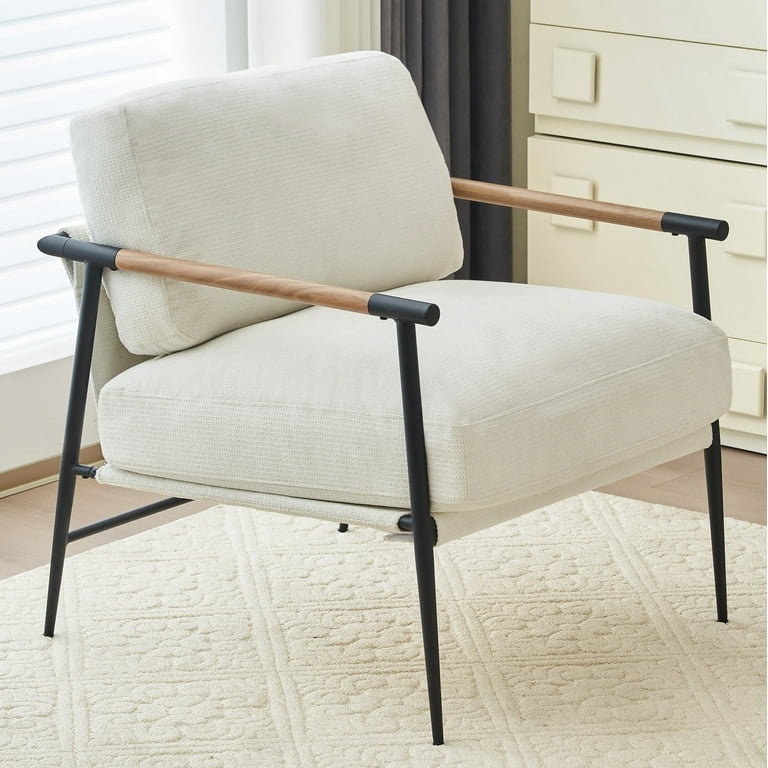 Mid-Century Chenille Accent Chair with Cushions