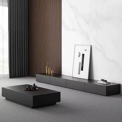 Mid Century Black Oak TV Console with Soft-Close Drawers