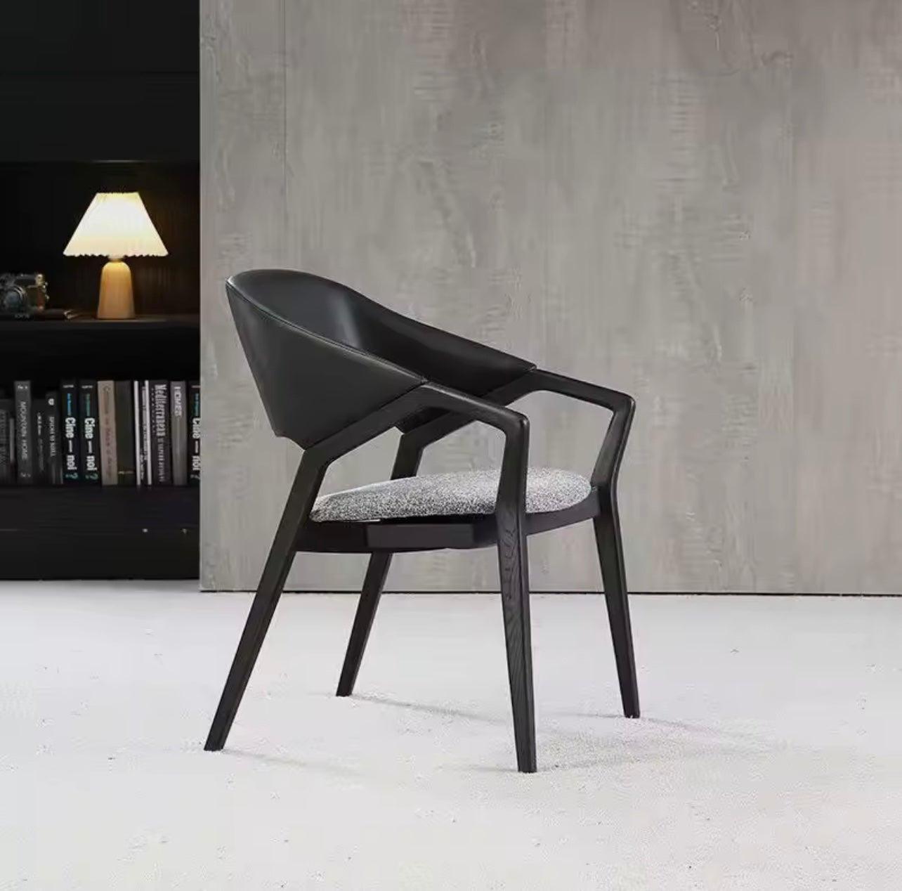 Modern Ash Wood Armchair, Curved Back Dining / Accent Chair