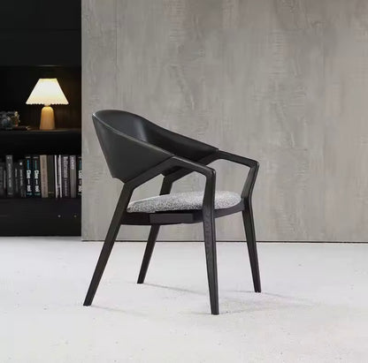 Modern Ash Wood Armchair, Curved Back Dining / Accent Chair