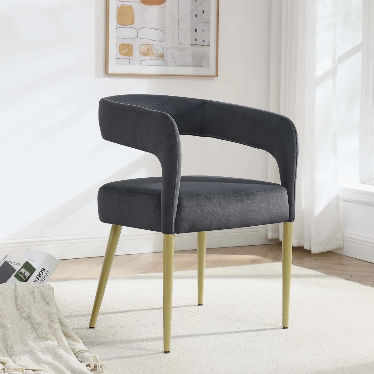 Modern Dining Chair with Padded Cushion - Grey Accent Chair