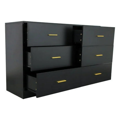 6 Drawer Black Bedroom Dresser - Engineered Wood Finish