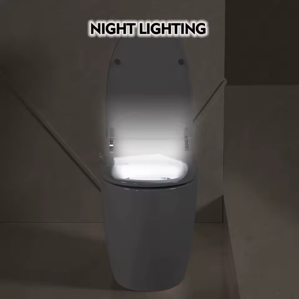 Heated Seat Smart Toilet, Tankless Design with Automatic & Foot-Sensor Flush, Night Light