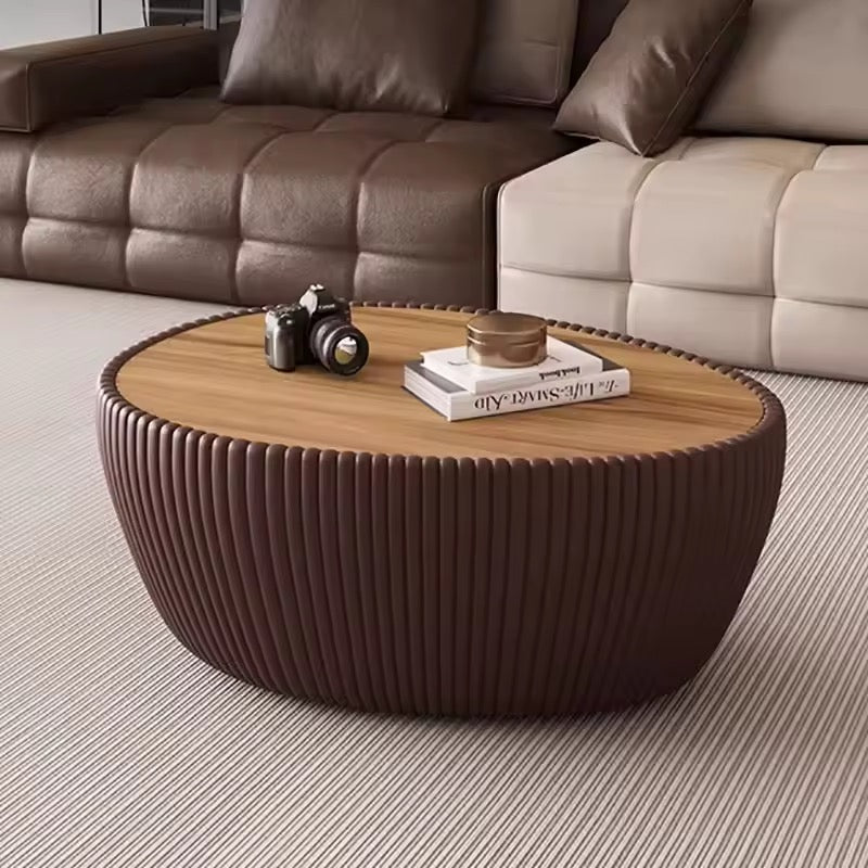 Minimalist Modern Nordic Sintered Stone & Wood Coffee Table