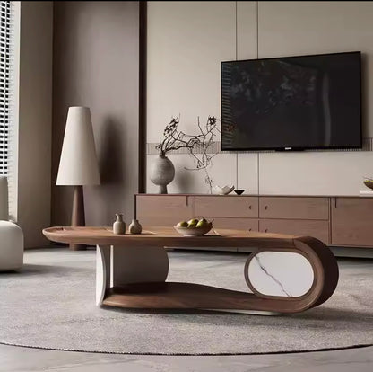 Leaf Shaped Asymmetrical Coffee Table in Walnut