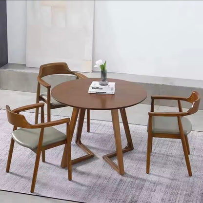 Nordic Solid Wood Round Dining Table with V-Shaped Legs