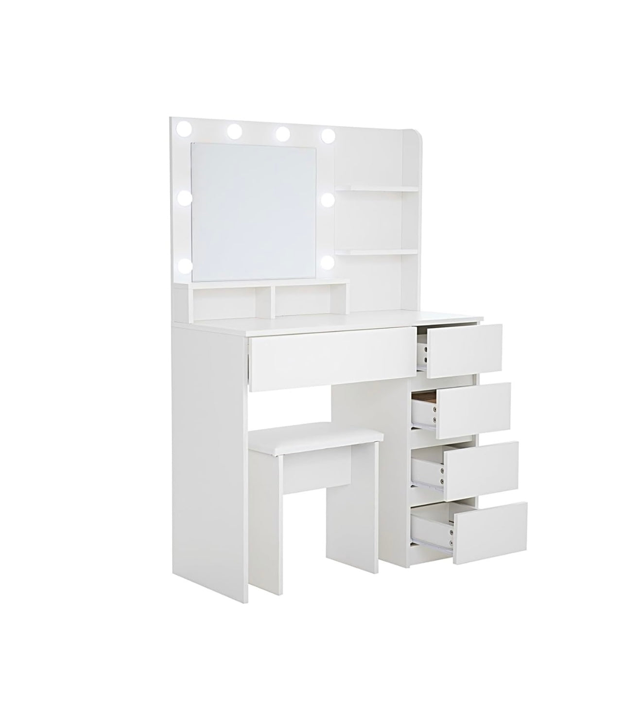 Vanity Mirror with Lights - White Makeup Vanity and Stool