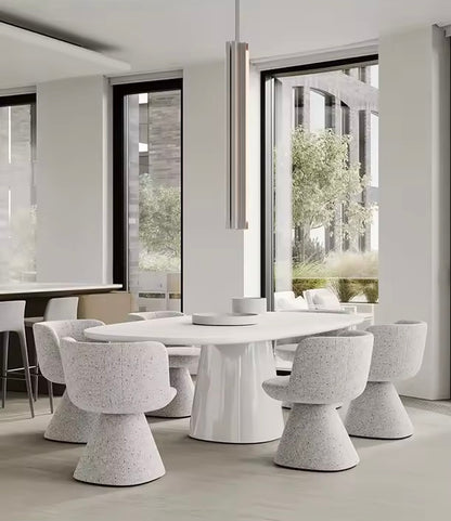 Cotton-Linen Dining Chair, Upholstered Chair with 360° Swivel