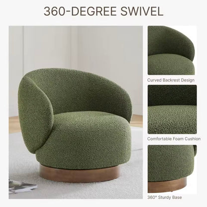 Set of 2 Green Swivel Upholstered Accent Chairs