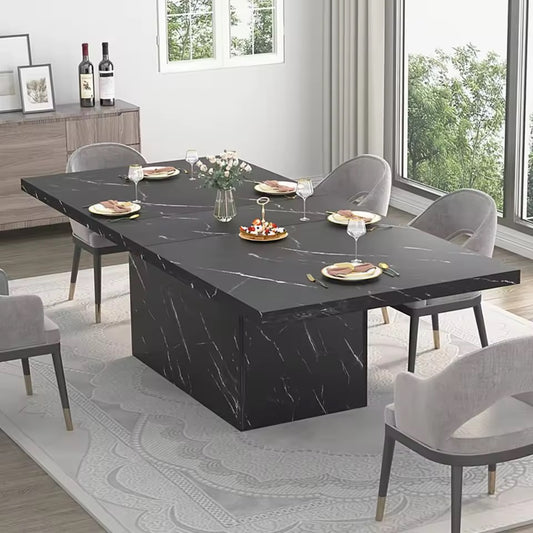 71” Faux Marble Dining Table for 6-8, Modern Rectangular Table