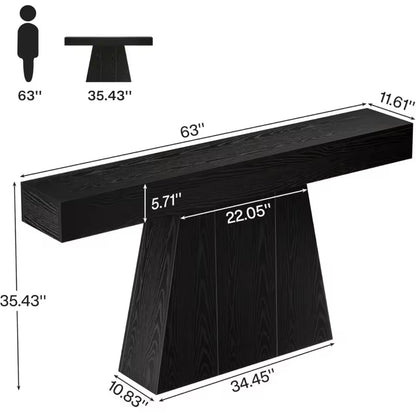63” Black Farmhouse Console Table, Long Narrow Entryway Table