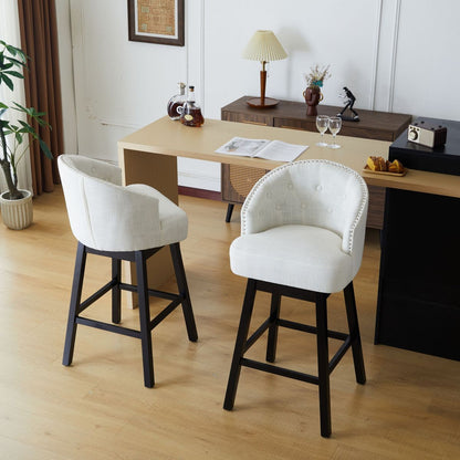 Set of 2 Swivel Counter Stools, Upholstered Counter Heights Stools