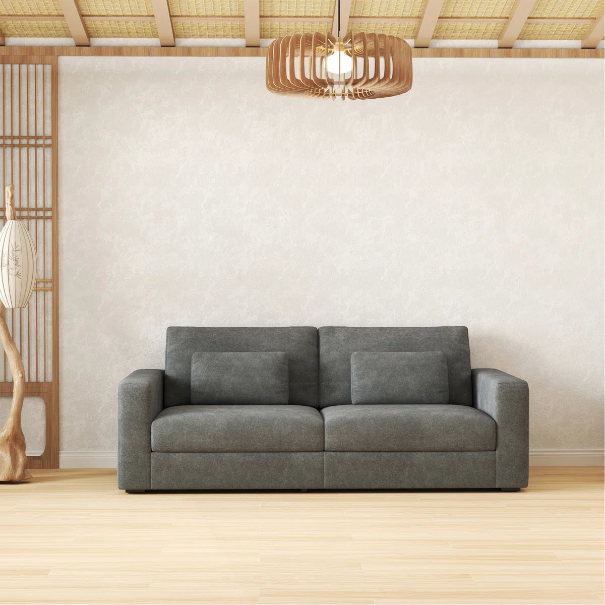 Gray-Teal 83" Modern 3 Seater Sofa with Detachable Cover