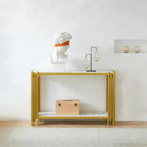2 Tier Modern Rectangular Marble Coffee Table