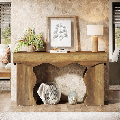 Retro Farmhouse Console Table, Modern Wood Entryway Table