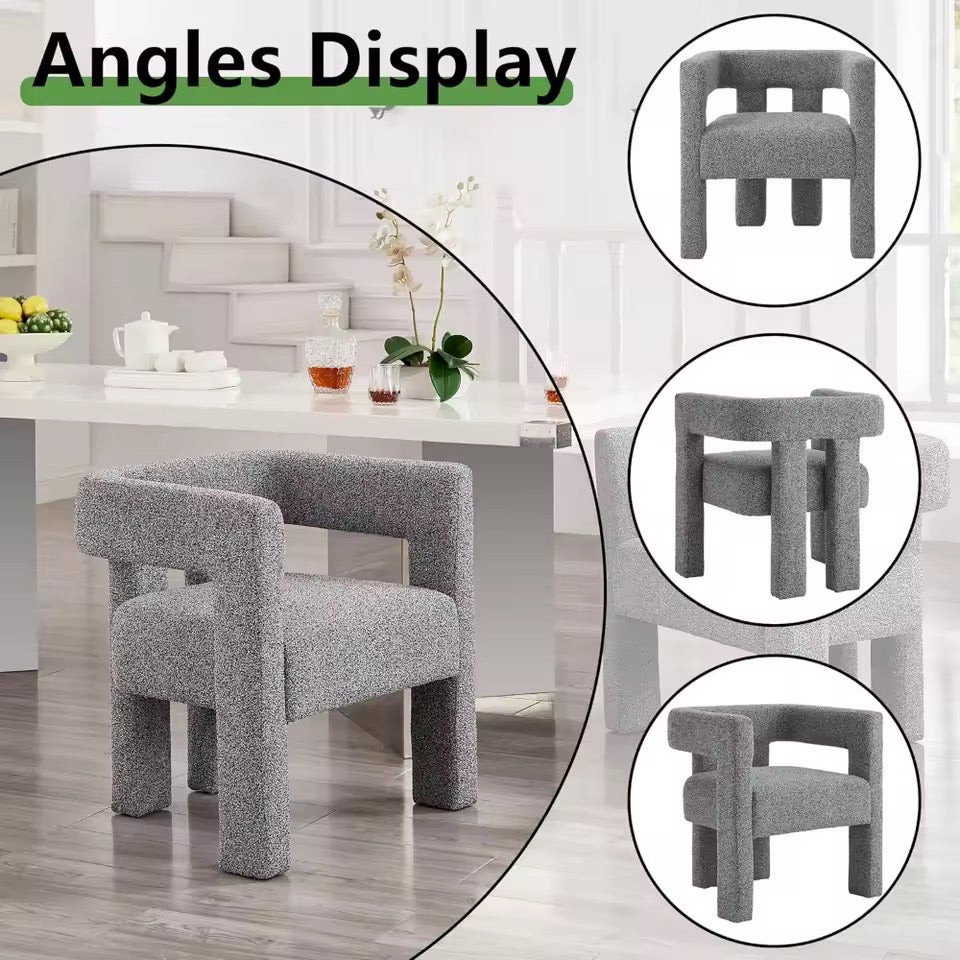 Sherpa Fabric Accent Chair with Ergonomic Barrel Back