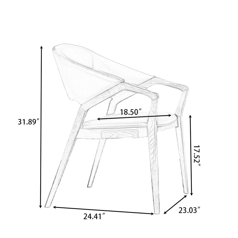Modern Ash Wood Armchair, Curved Back Dining / Accent Chair