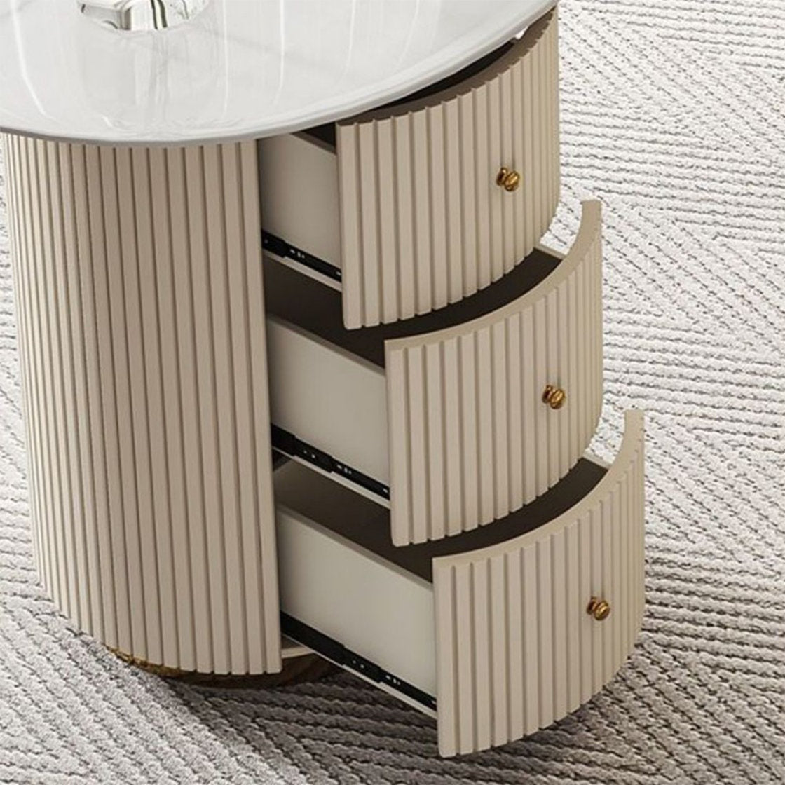 Italian Rock Slab Desk with Drawers and USB Ports, White