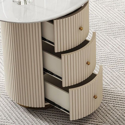 Italian Rock Slab Desk with Drawers and USB Ports, White