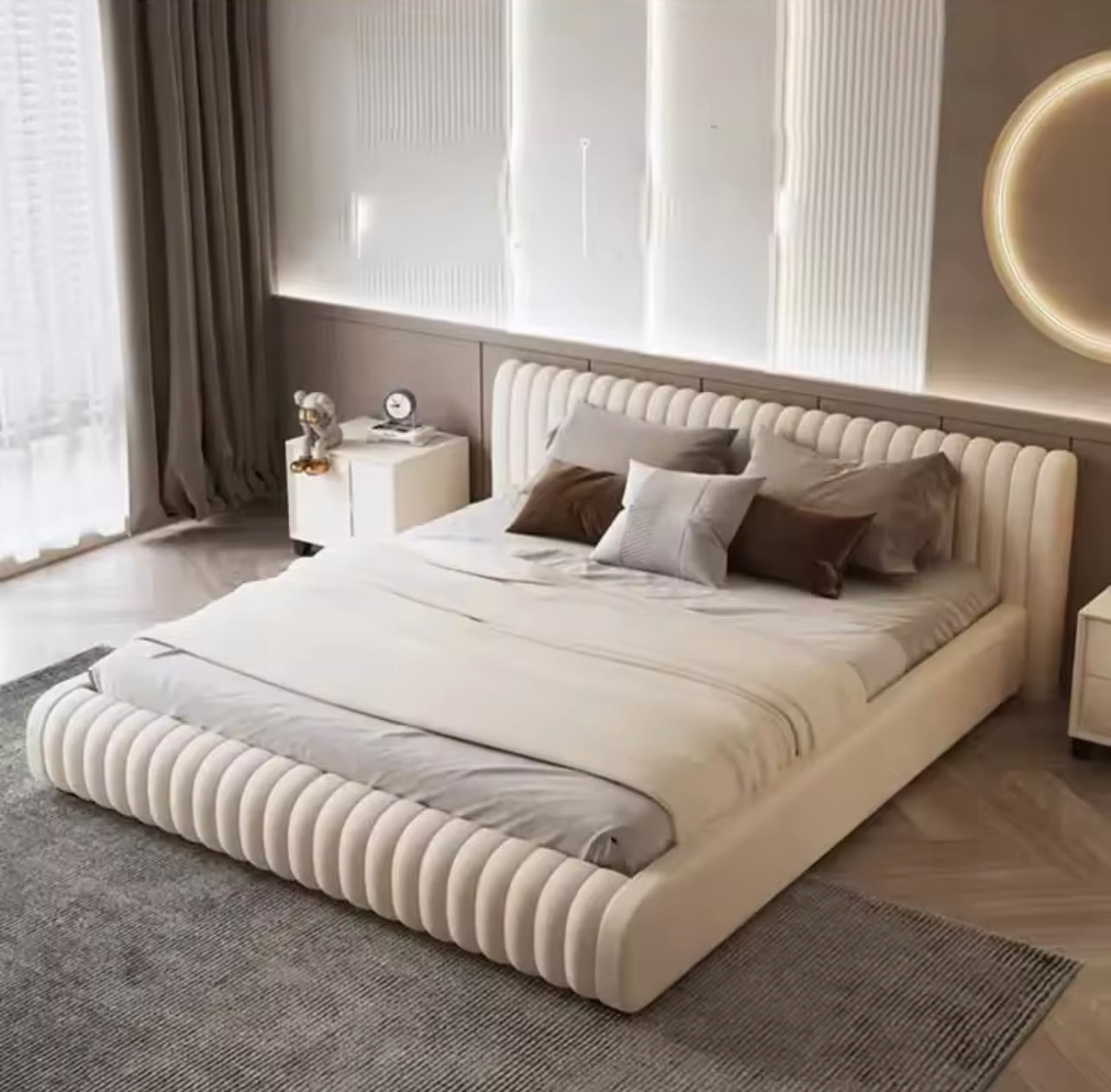 Minimalist Upholstered Cotton-Tech Fabric Platform Bed