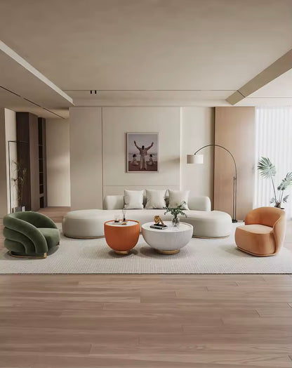 Italian Cream Contemporary Curved Sofa Sectional