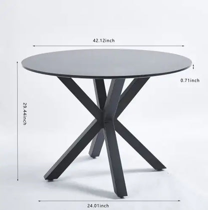 42" Modern Round Dining Table, Black Pedestal Dining Table