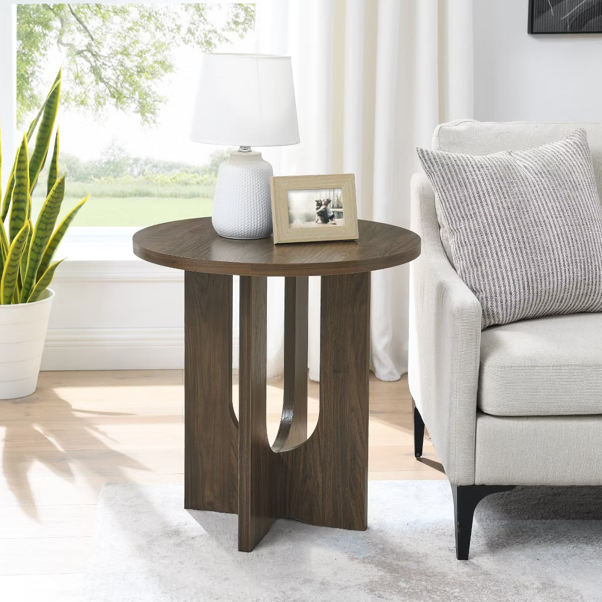 Modern End Table, Black Solid Wood End Table, MDF Wood