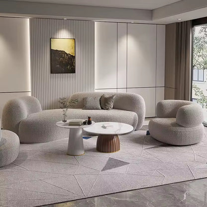 Modern Luxury Curved Lambswool Sofa, White