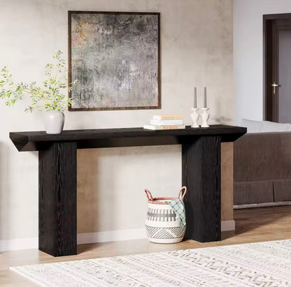 63” Farmhouse Console Table, Long Wooden Sofa Table for Entryway