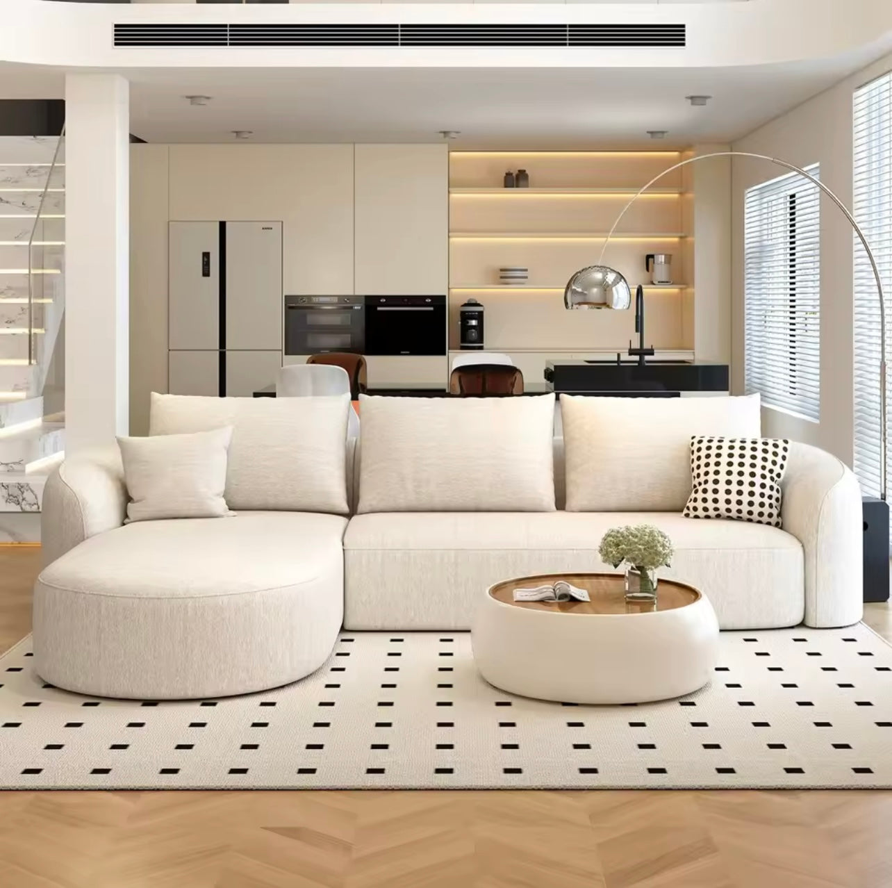 111” L-Shape Modern Modular Curved Sectional Sofa, Cloud Comfort