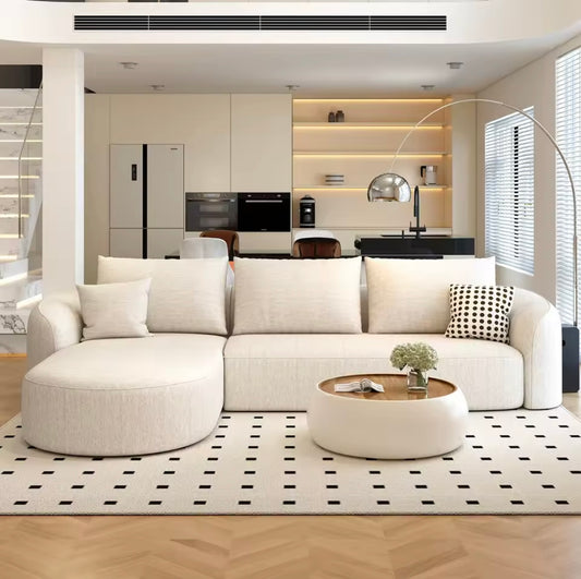 111” L-Shape Modern Modular Curved Sectional Sofa, Cloud Comfort