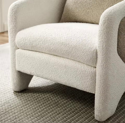 Color Block Camel and White Upholstered Accent Chair