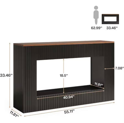 55-Inch Entryway Console Table, Wooden Sofa Table with Storage