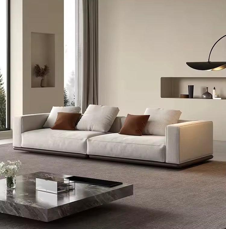 Italian Modern Curved Corner Sofa with Cotton-Linen Fabric