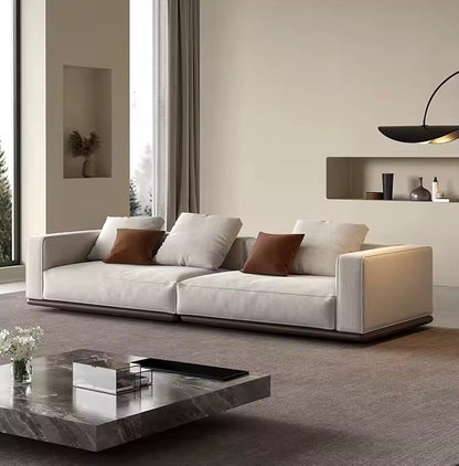 Italian Modern Curved Corner Sofa with Cotton-Linen Fabric