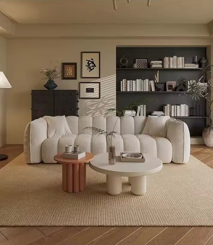 White Cloud Lambswool Sofa, Simple Leisure Couch