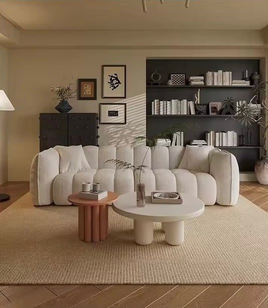 White Cloud Lambswool Sofa, Simple Leisure Couch