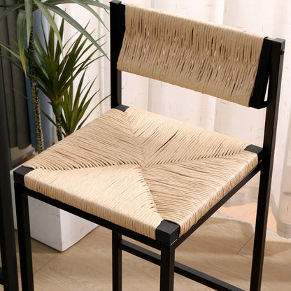 Set of 2 Bar Stools - Honey Counter Height Stools with Paper Rope Seats