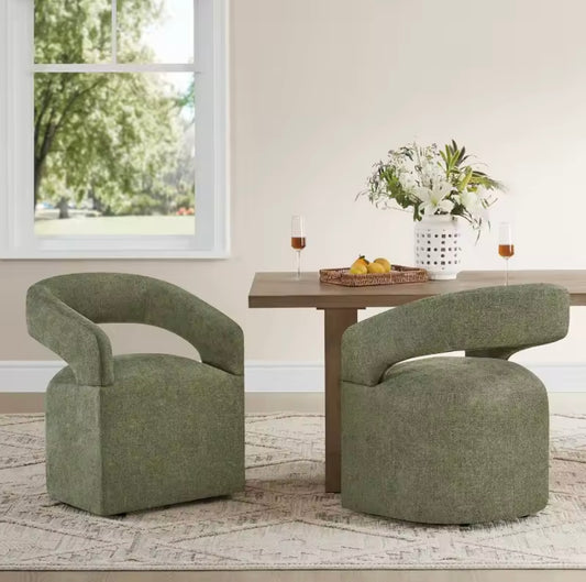 Set of 4 Upholstered Versatile Dining Chairs with Hidden Wheels