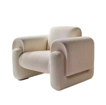 Compact Modern Single Sofa Chair, Beige Lambswool Accent Chair