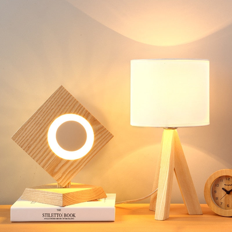 Minimalist Japanese Modern Wooden Bedside Lamp