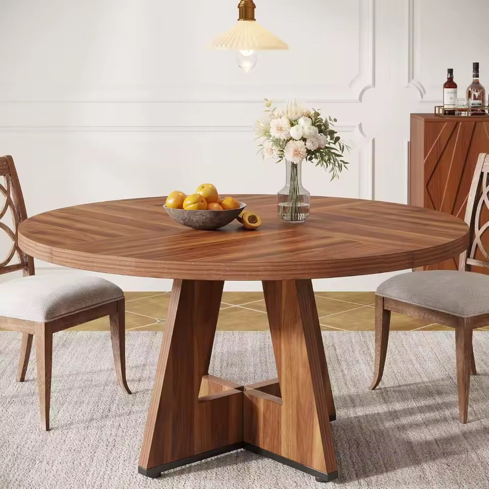 47” Round Rustic MDF Dining Table, Seats 4