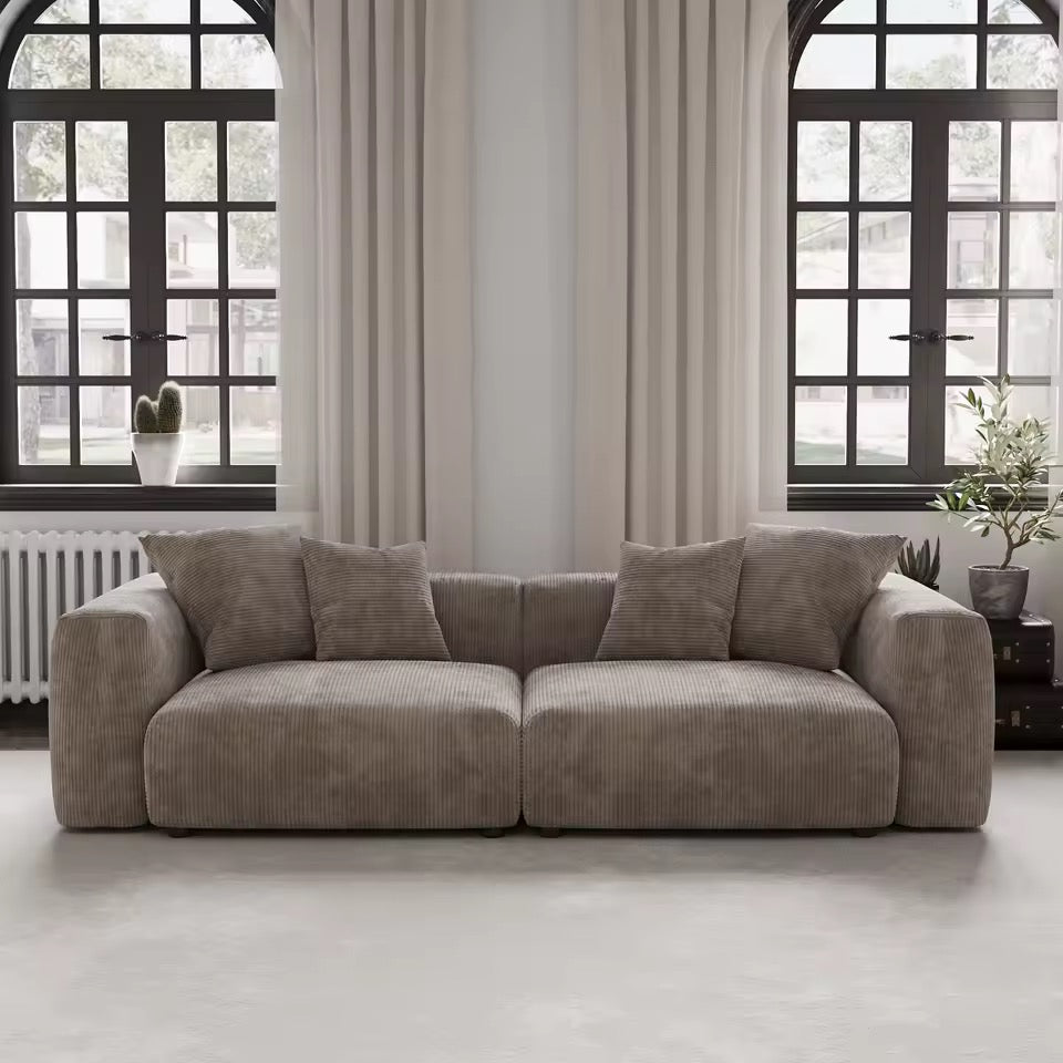 102” L-Shaped Modular Sectional Sofa, Corduroy Fabric with Chaise