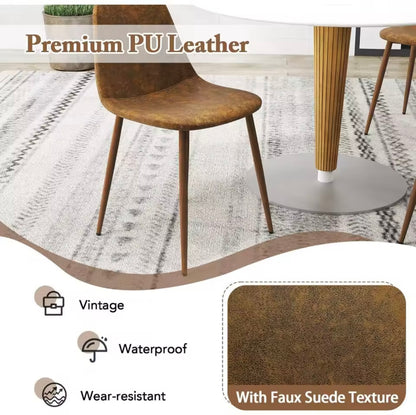 Set of 4 Mid Century Ergonomic PU Leather Upholstered Dining Chairs