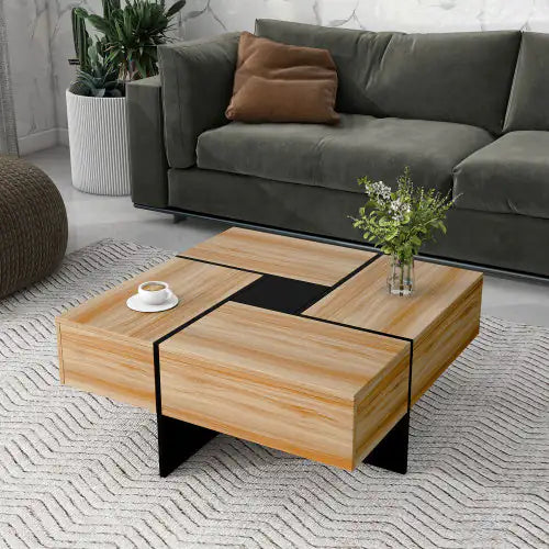Square Coffee Table with Hidden Storage Compartments