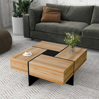 Brown Coffee Table, Center Table with Hidden Storage Compartments