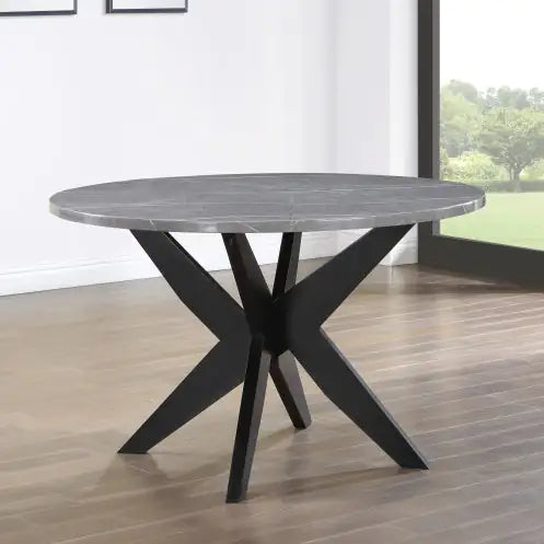 48" Round Faux Marble Dining Table – Gray