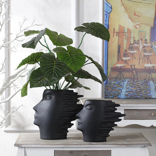 Nordic Ceramic Abstract Face Vase – Modern Decor