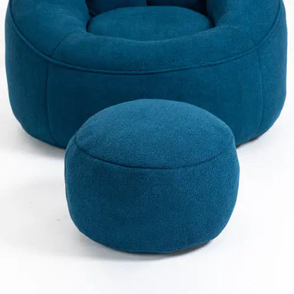 Blue Bean Bag Chair, Modern Single Sofa Chair with Footrest
